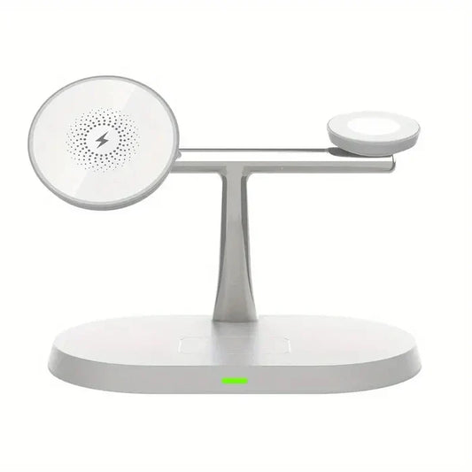 White multi-device wireless charging stand.