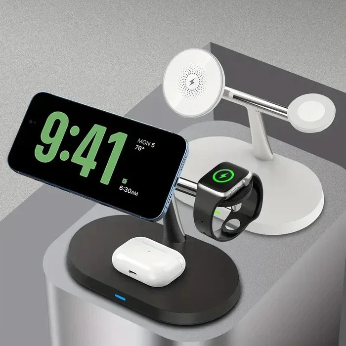 Wireless charging stands for multiple devices.