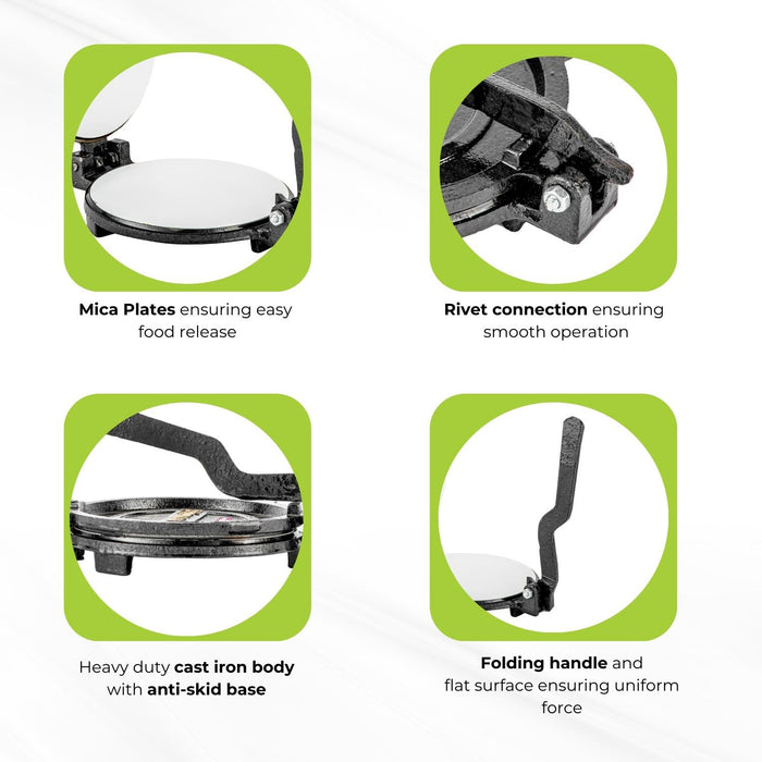 17.5cm Non-Stick Cast Iron Chapati Maker and Roti Press