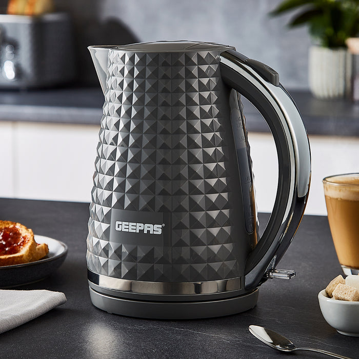 1.7L Grey Textured Cordless Electric Kettle
