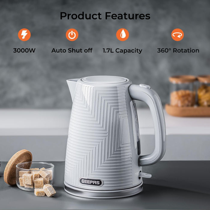 1.7L OPUS Cordless Kettle and Toaster Set in Elegant Grey