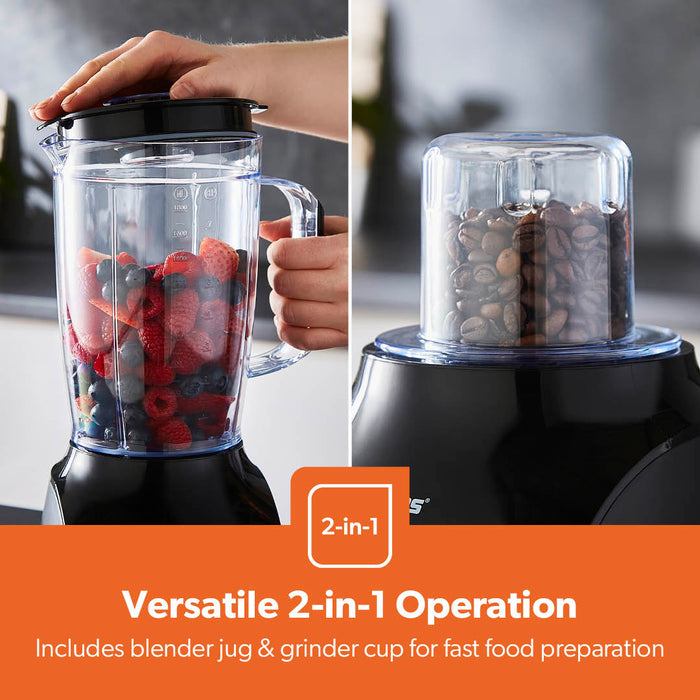 1.8L Black 2-In-1 Food Jug Blender With Spice and Grinder 600W