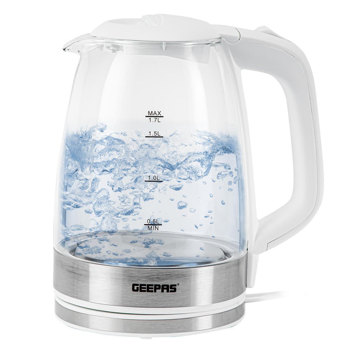 1.8L White Glass Kettle and White Two-Slice Toaster Set