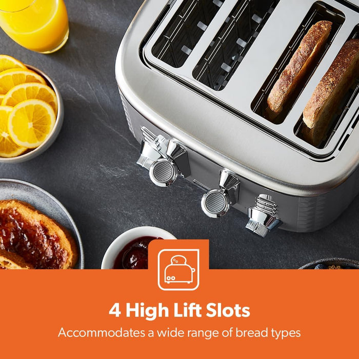 2200W 'Argyle' Rapid Boil Kettle and Toaster Set In Grey