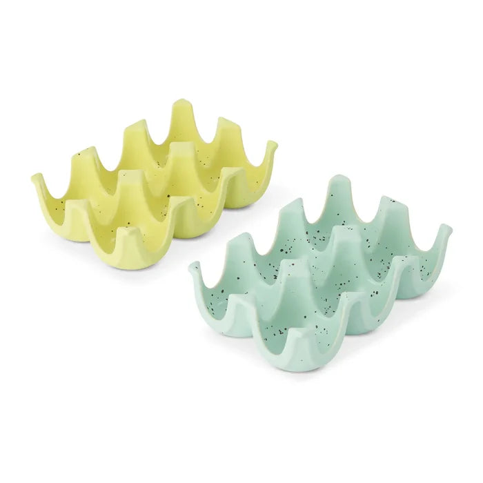 2pk 6 Section Speckled Ceramic Egg Tray