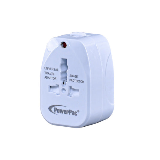 2x PowerPac Universal Travel Adapter – Multi Sockets & Plugs, Neon LED, PP7974