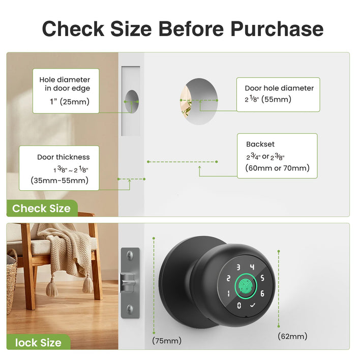 GHomeSmart | 3 In 1 Fingerprint Door Knob with Keypad Door Lockv K10Pro - GHome Smart Official