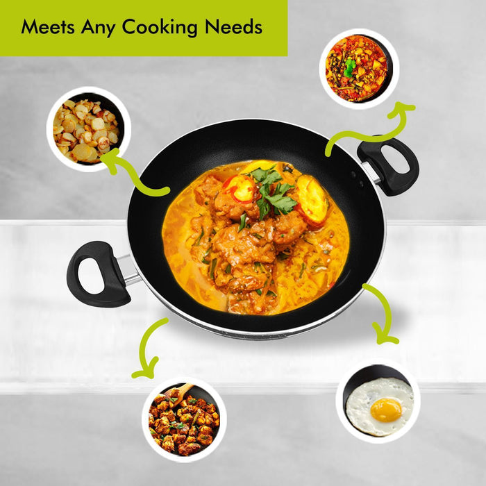 32cm Non-Stick Induction Wok Pan with Glass Lid