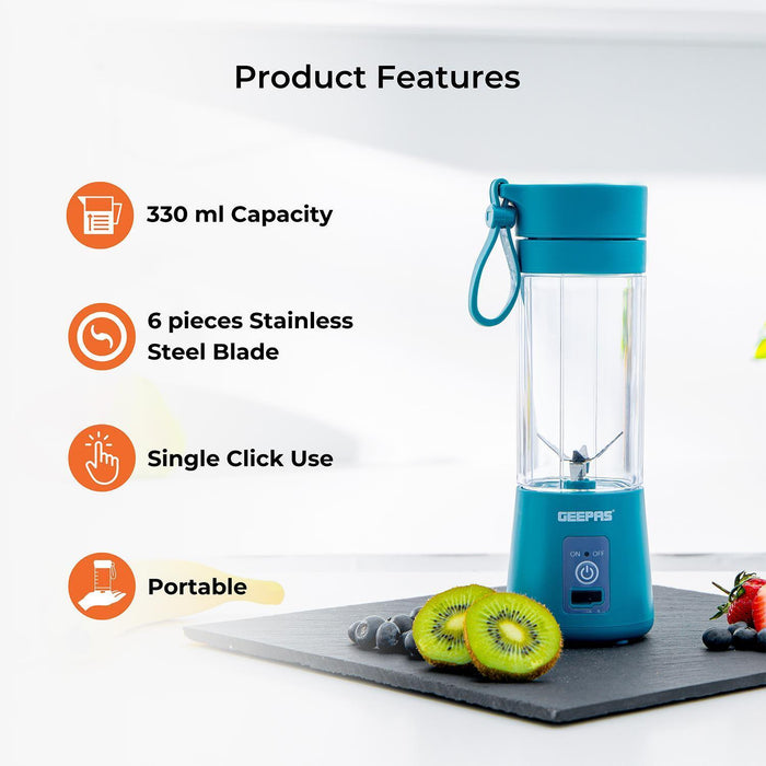 330ml Handheld Rechargeable Travel Blender (4 Colours)