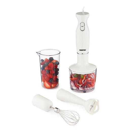 4-in-1 White Hand Blender With Electric Whisk, Chopper & 600ml Beaker
