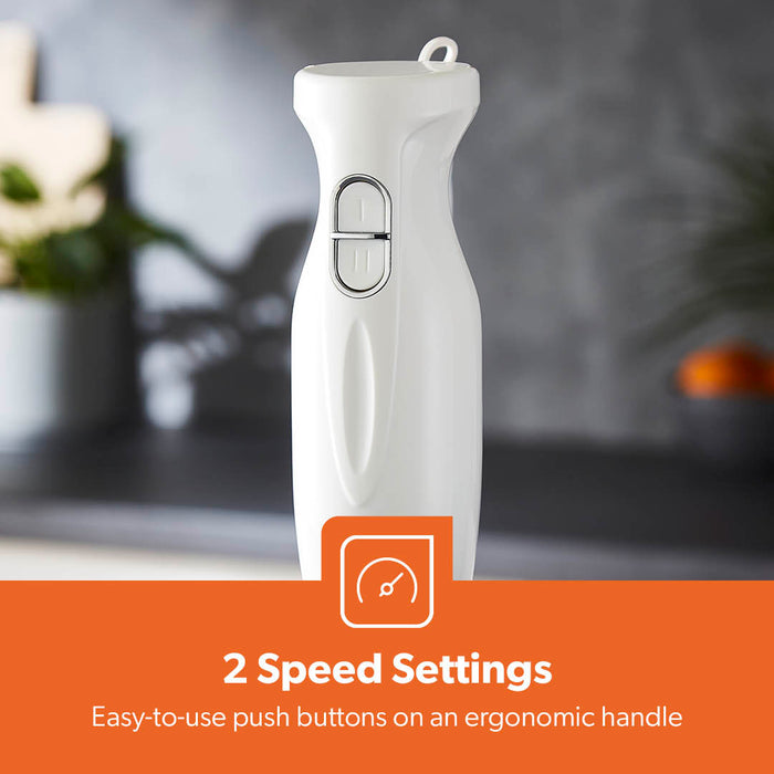 4-in-1 White Hand Blender With Electric Whisk, Chopper & 600ml Beaker