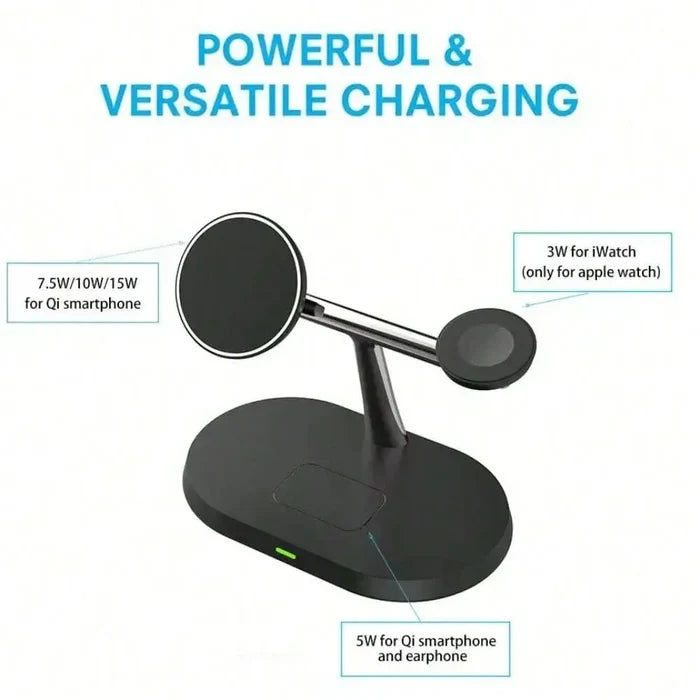 Black wireless charging stand.