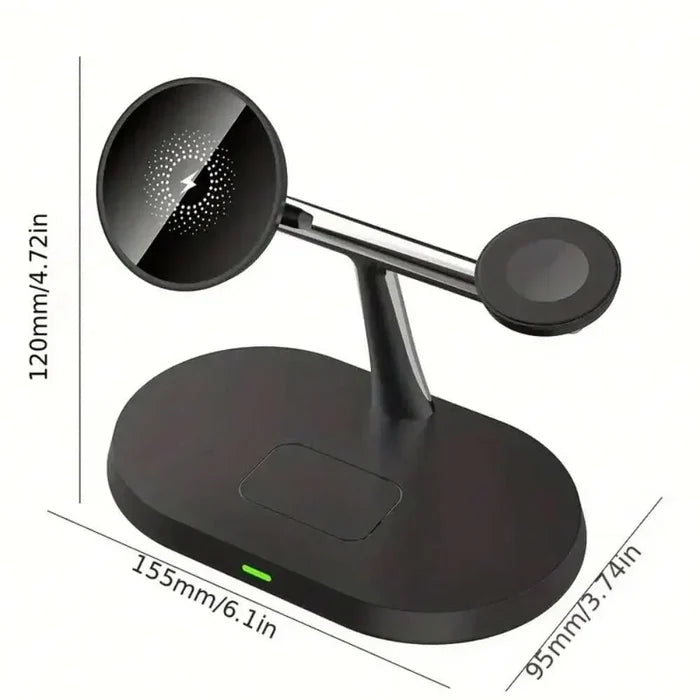 Black wireless charging stand.