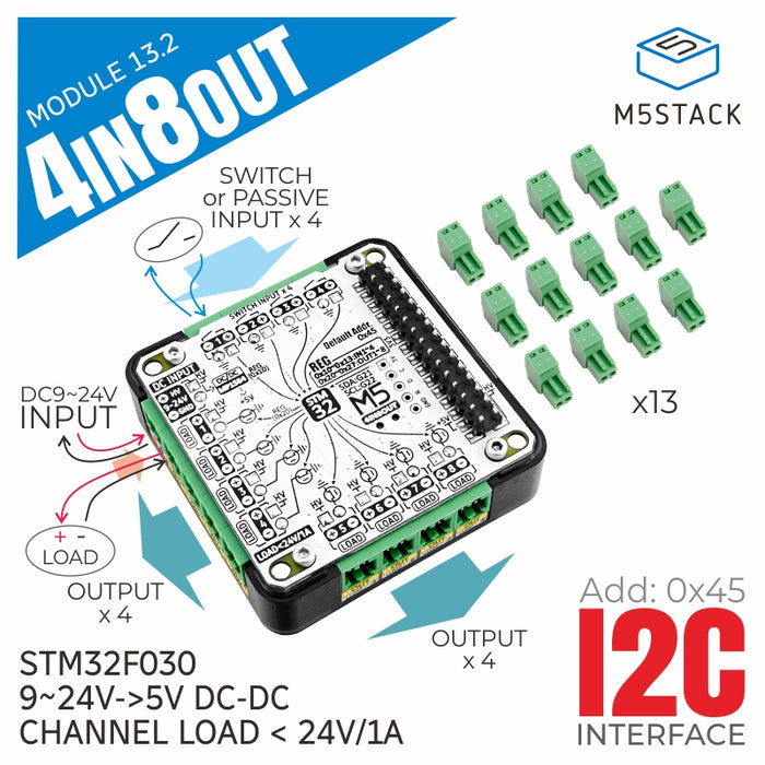 4IN8OUT Multi-channel DC Drive Module (STM32F030) - m5stack-store