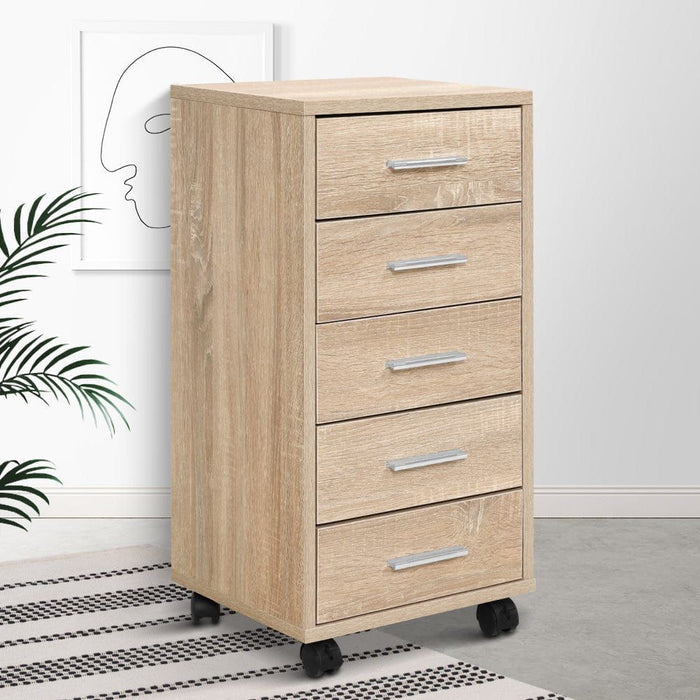 5 Drawer Filing Cabinet Storage Drawers Wood Study Office School File Cupboard-#product_category#-Home Living Store