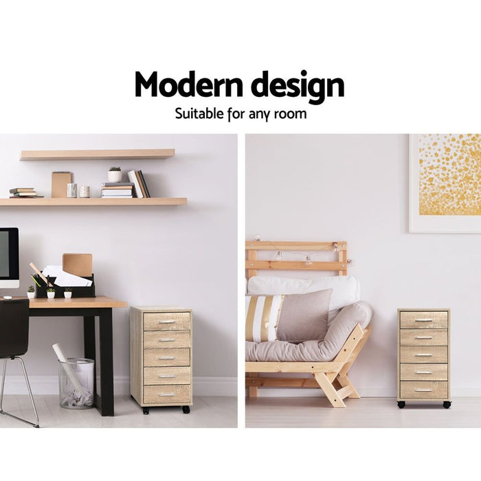 5 Drawer Filing Cabinet Storage Drawers Wood Study Office School File Cupboard-#product_category#-Home Living Store