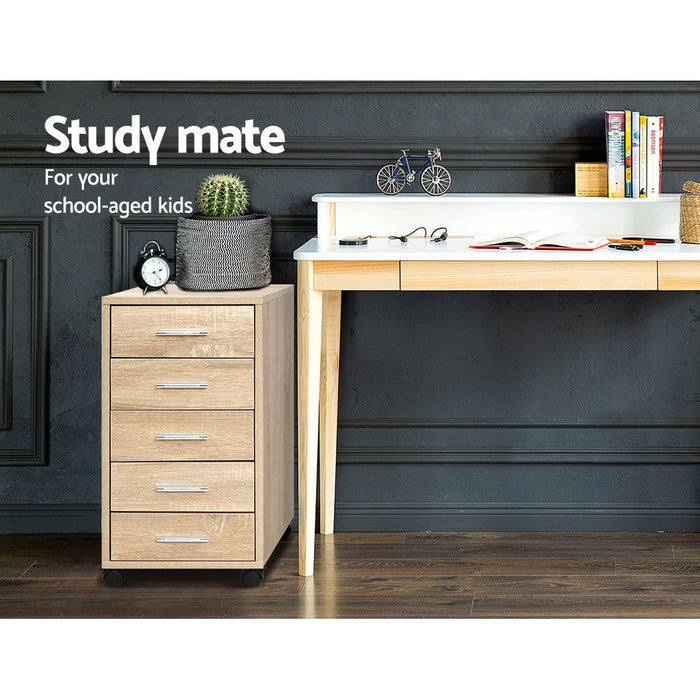 5 Drawer Filing Cabinet Storage Drawers Wood Study Office School File Cupboard-#product_category#-Home Living Store