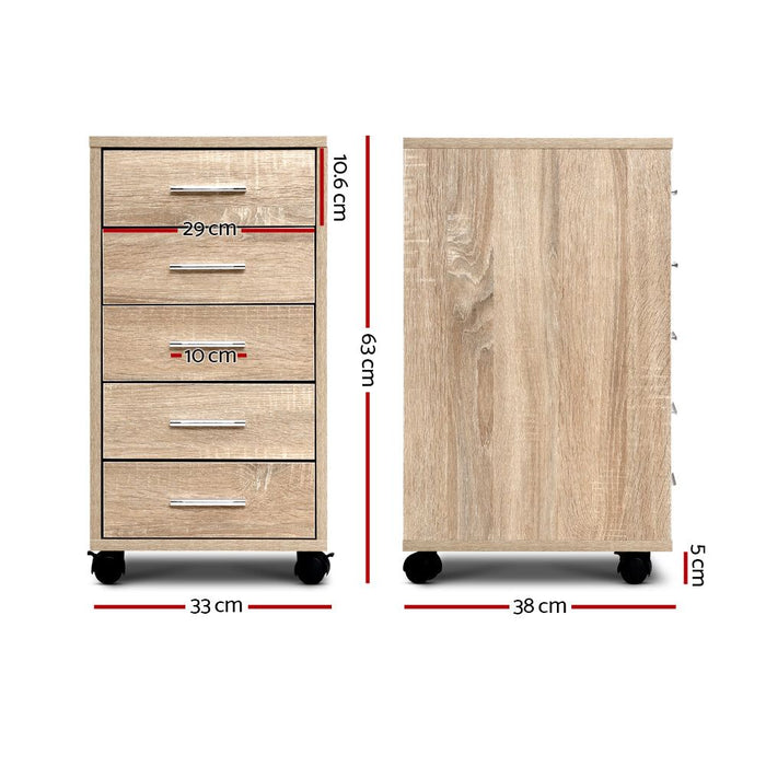 5 Drawer Filing Cabinet Storage Drawers Wood Study Office School File Cupboard-#product_category#-Home Living Store