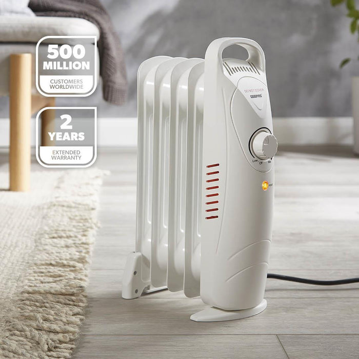 5-Fin White Oil-Filled Radiator 450W Electric Heater