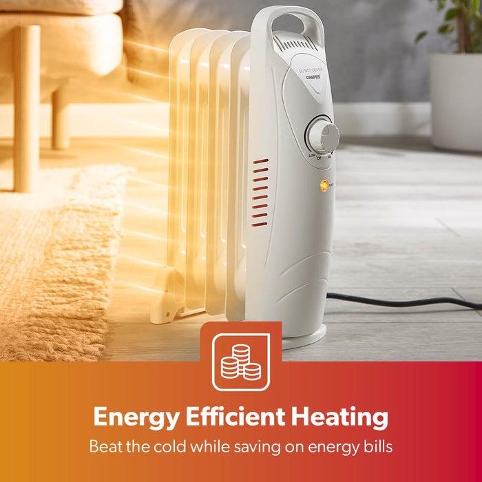 5-Fin White Oil-Filled Radiator 450W Electric Heater