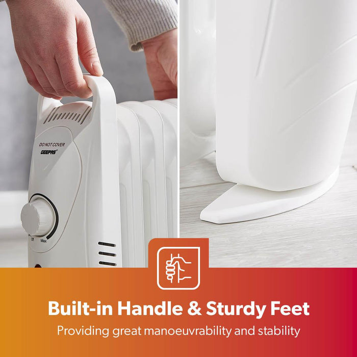 5-Fin White Oil-Filled Radiator 450W Electric Heater