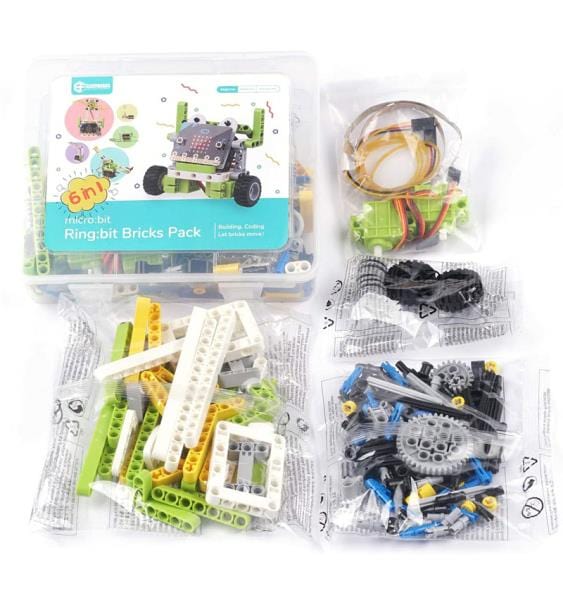 6-in-1 Ring:bit Bricks Pack for micro:bit (Building Brick Compatible) by Elecfreaks - The Pi Hut