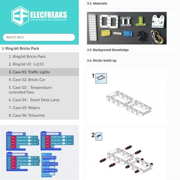 6-in-1 Ring:bit Bricks Pack for micro:bit (Building Brick Compatible) by Elecfreaks - The Pi Hut