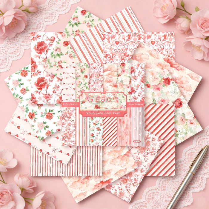 6 inch Pink Grace Scrapbook Paper Pad SKP008