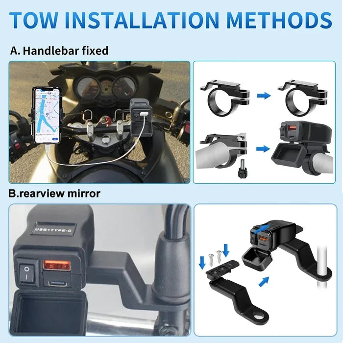Motorcycle USB charger installation methods.