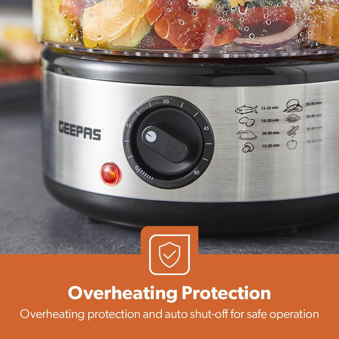 7.2L Stainless Steel Electric Food Steamer With 3 Tiers