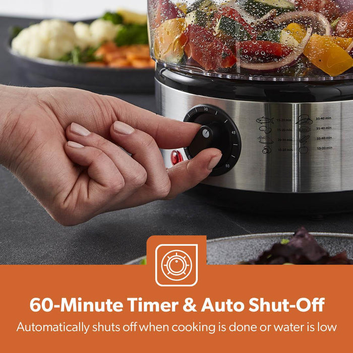 7.2L Stainless Steel Electric Food Steamer With 3 Tiers