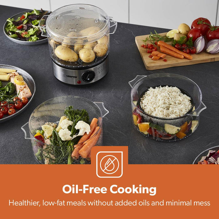 7.2L Stainless Steel Electric Food Steamer With 3 Tiers