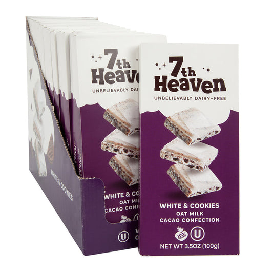 7th Heaven White and Cookies Oat Milk Cacao Confection Candy Bars - 14 Count