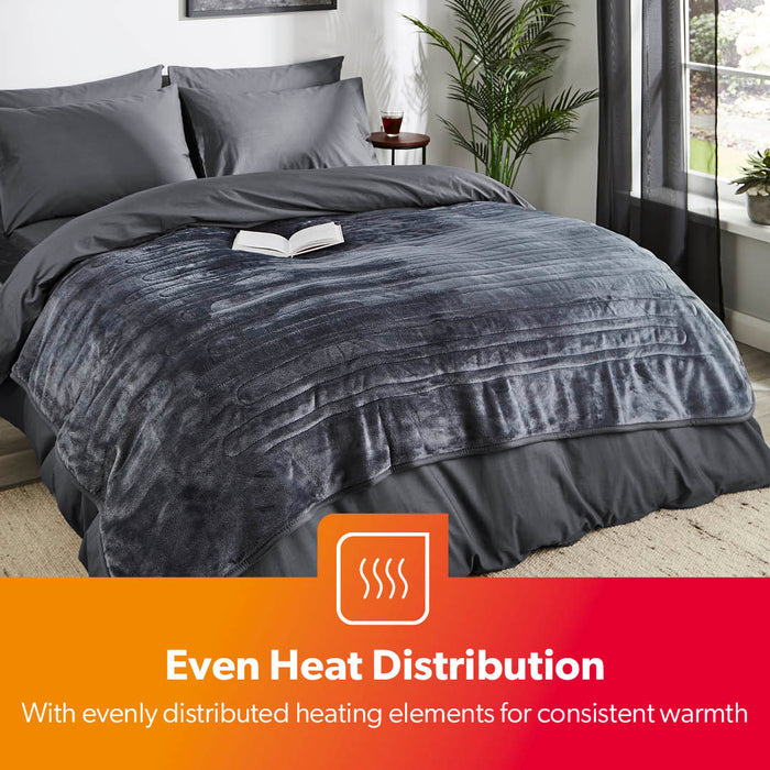 9-Heat Fluffy Double Heated Throw Electric Blanket With Timer