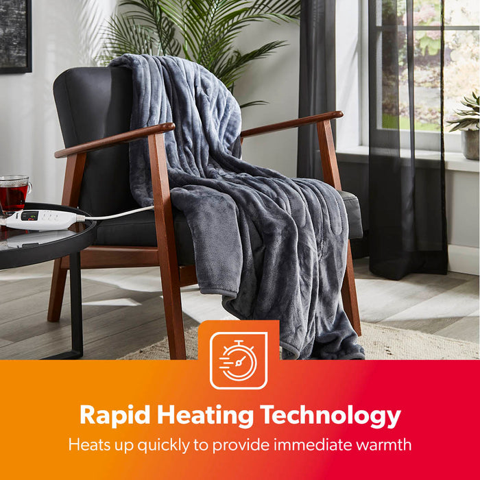 9-Heat Fluffy Double Heated Throw Electric Blanket With Timer