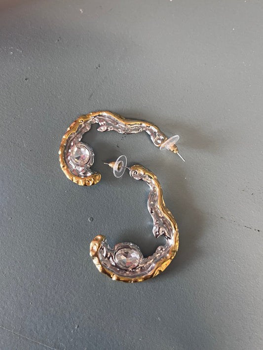 Hook Sliver w/ Rhinestone Earrings