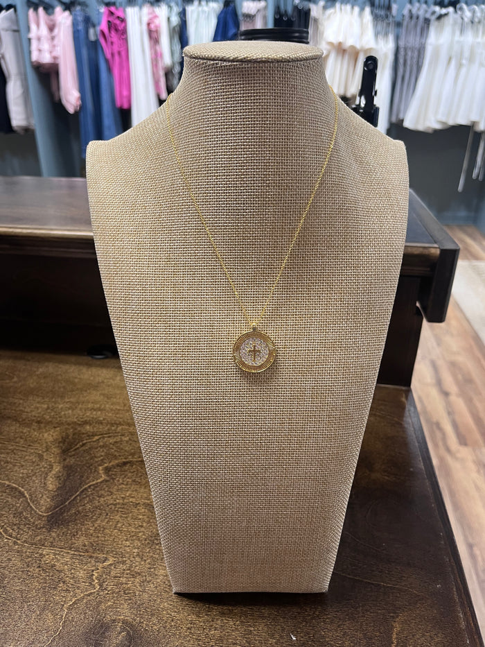 Circle Pendant Cross Necklace