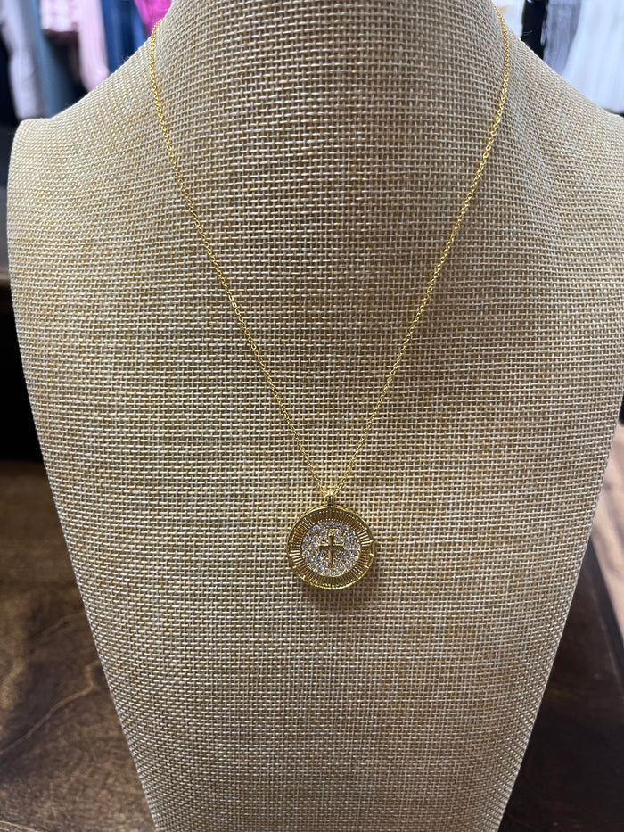 Circle Pendant Cross Necklace