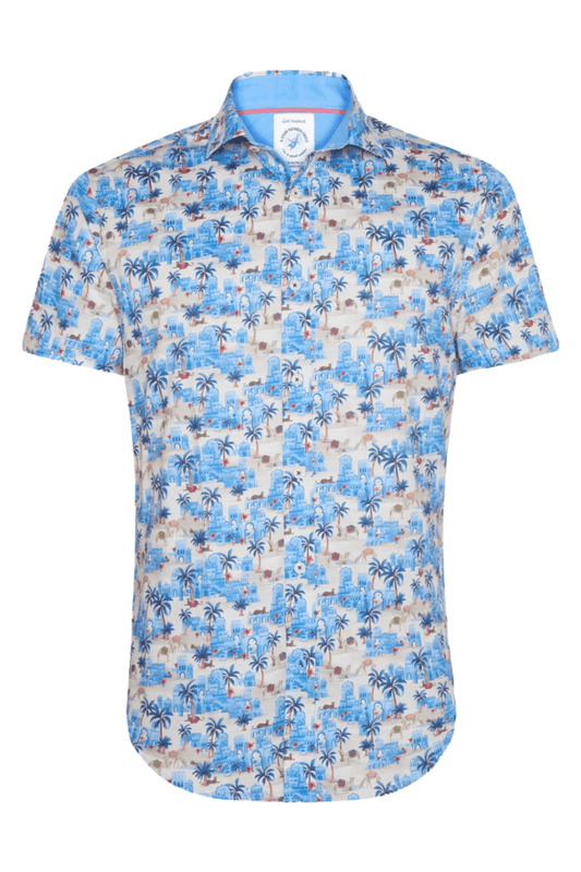 A Fish Named Fred 31.062 Short Sleeve Men's Shirt Oasis Cobalt - Dotique
