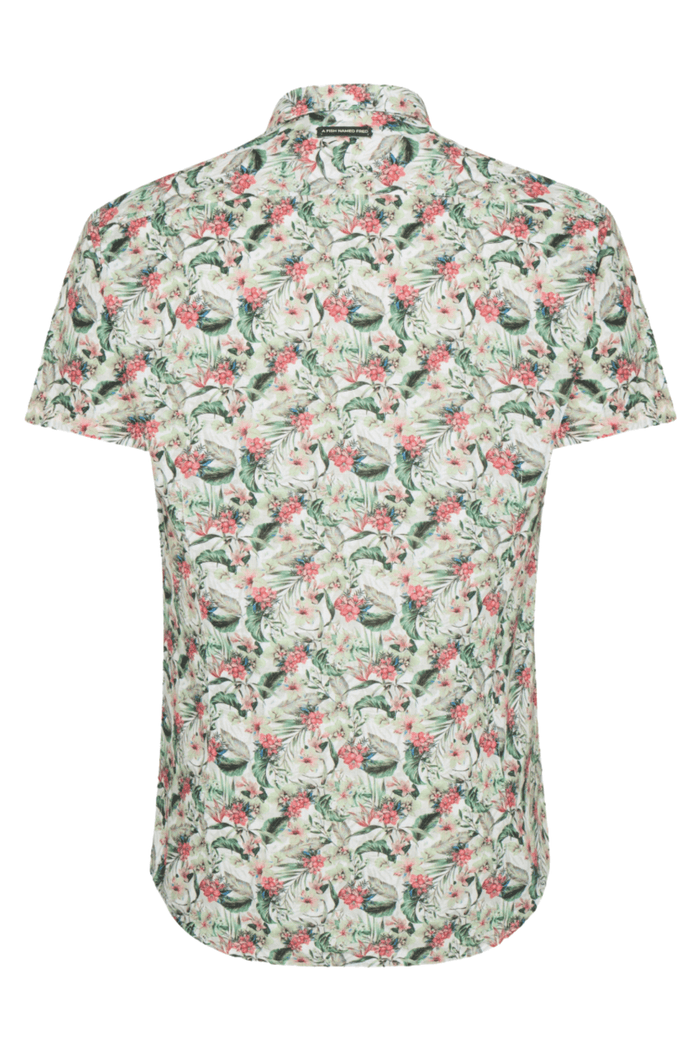 A Fish Named Fred 31.065 Short Sleeve Men's Shirt Floral Light Green - Dotique