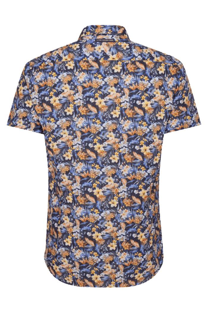 A Fish Named Fred 31.065 Short Sleeve Men's Shirt Floral Navy - Dotique