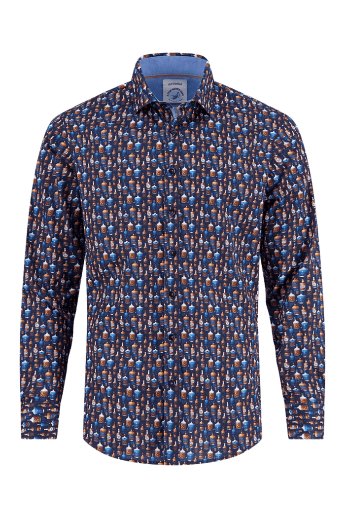 Patterned shirt with a collar on a white background