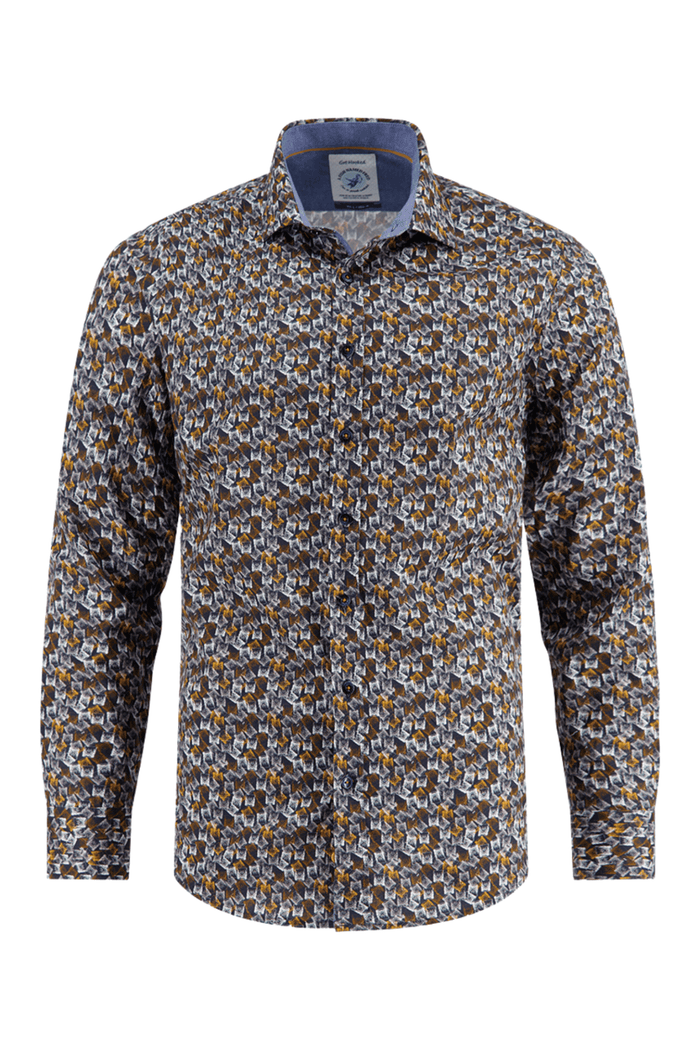 Whisky patterned men's shirt on a white background. Shop now at Dotique