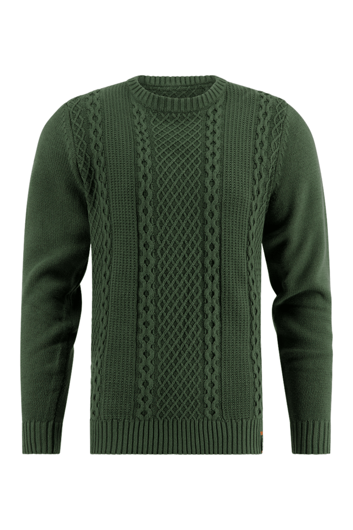 A Fish Named Fred Men's Cable Dark Green Sweater
