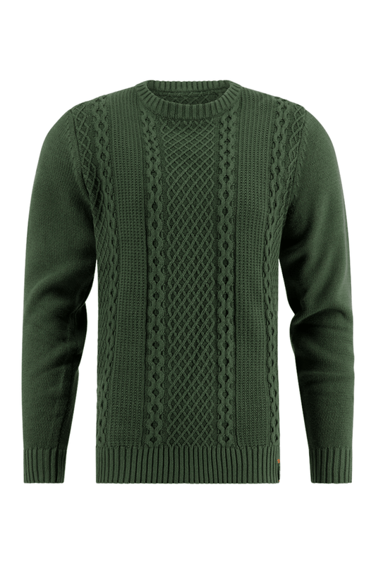 A Fish Named Fred Men's Cable Dark Green Sweater