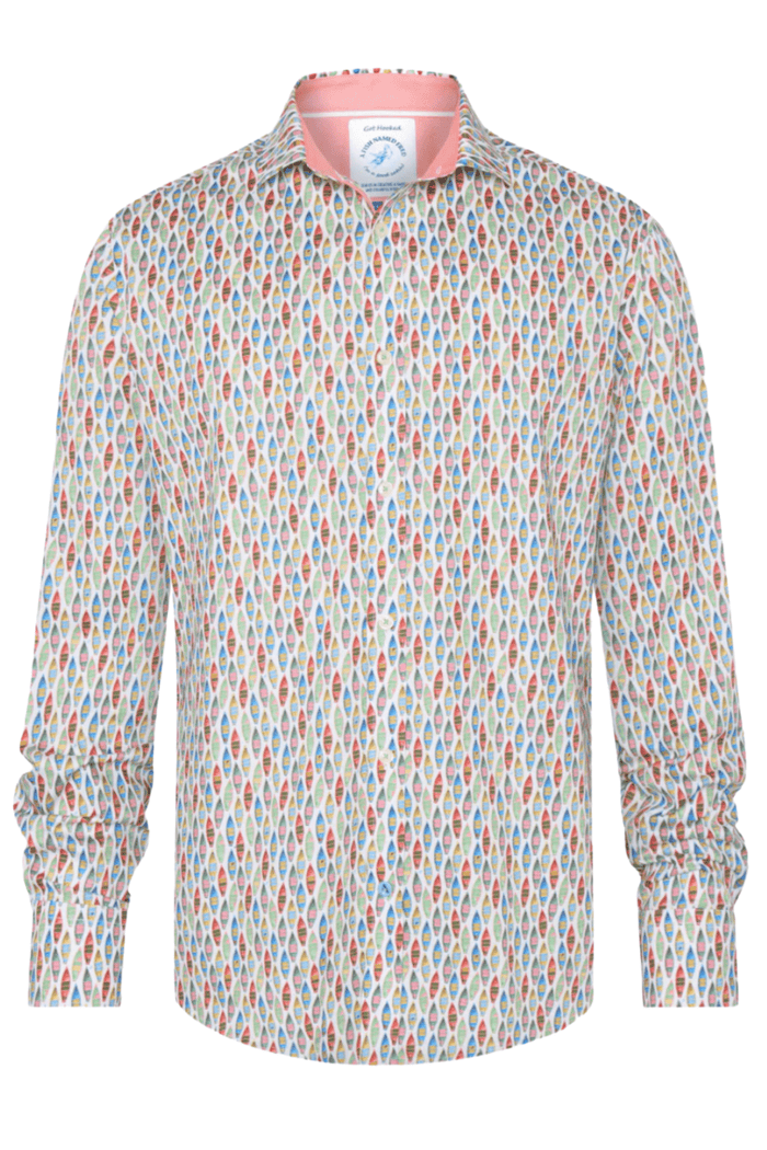 A Fish Named Fred Men's Shirt Boat - Multi Colour Green 31.017