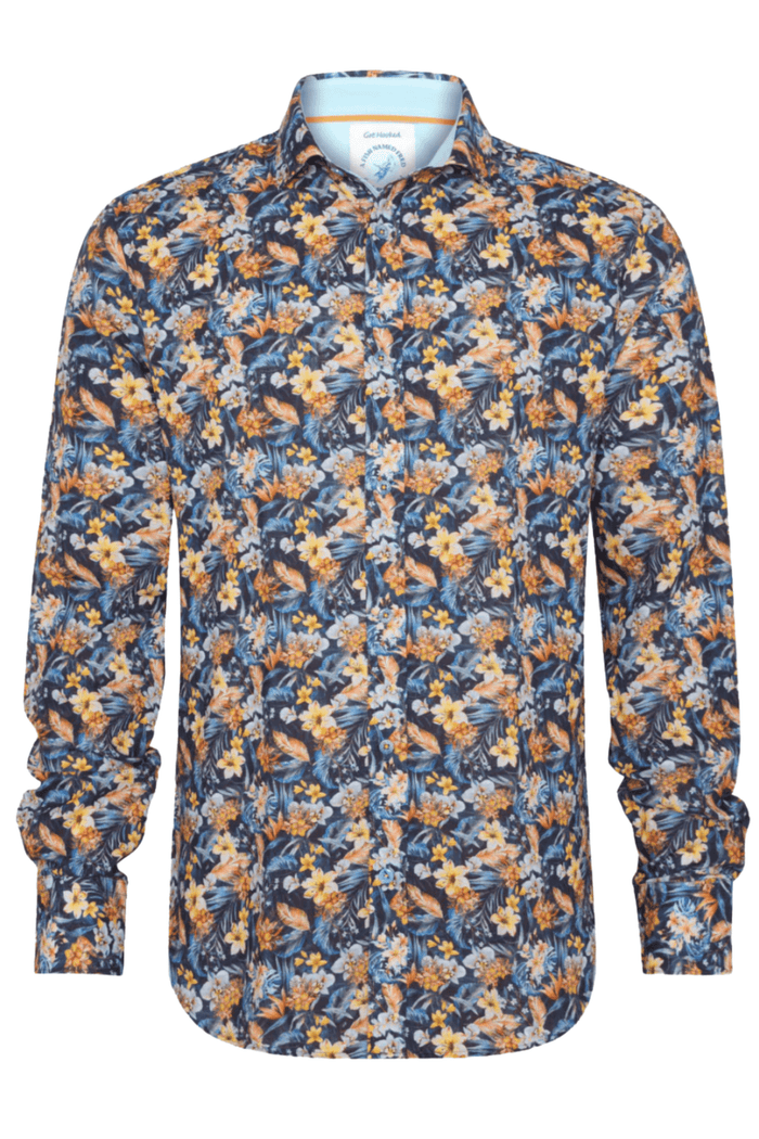 A Fish Named Fred Men's Shirt Floral - Navy 31.015