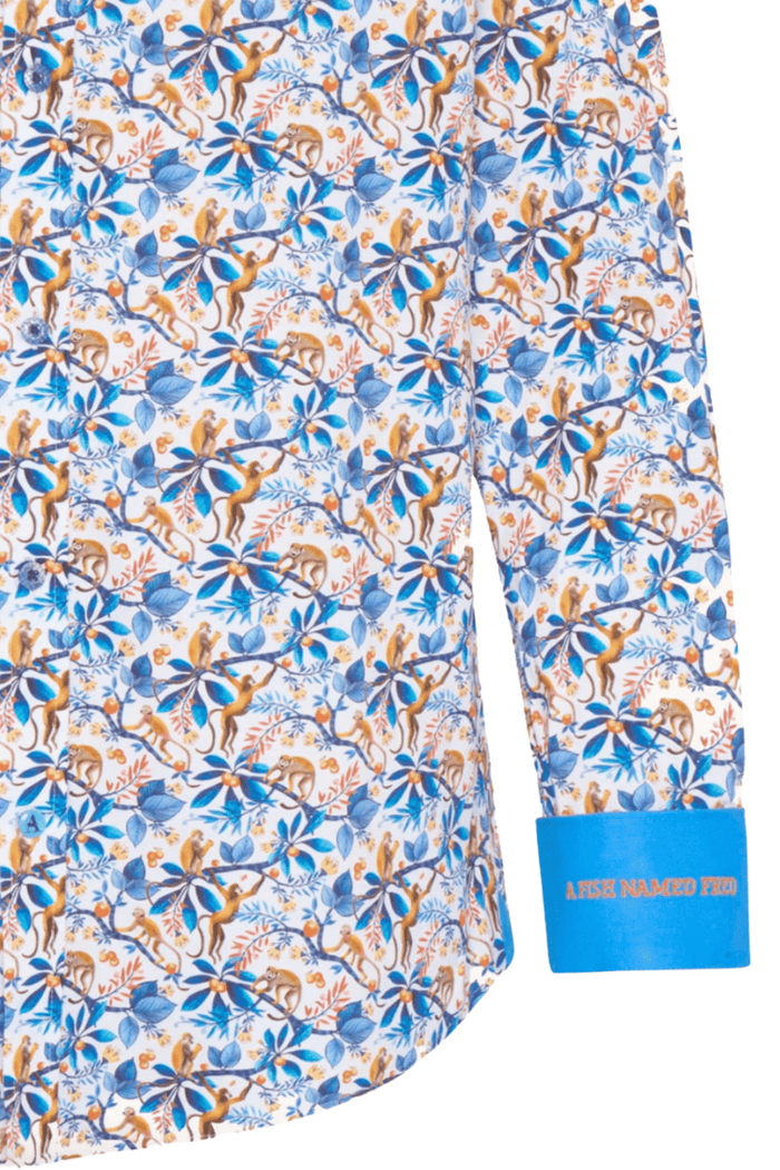 A Fish Named Fred Men's Shirt Monkey - Cobalt 31.010