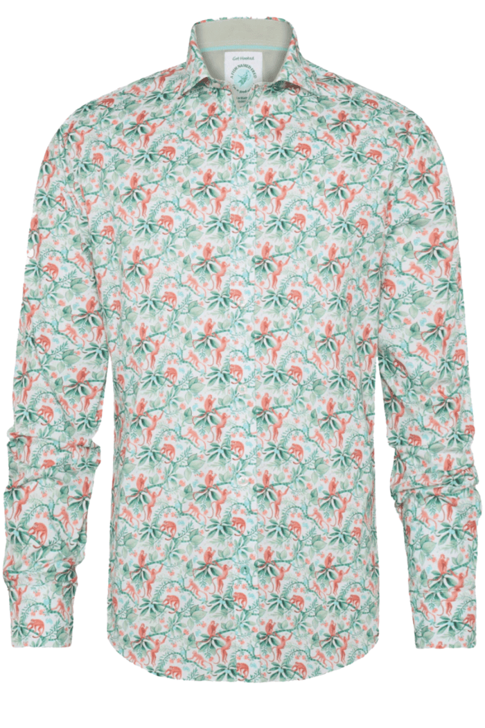 A Fish Named Fred Men's Shirt Monkey - Light Green 31.010