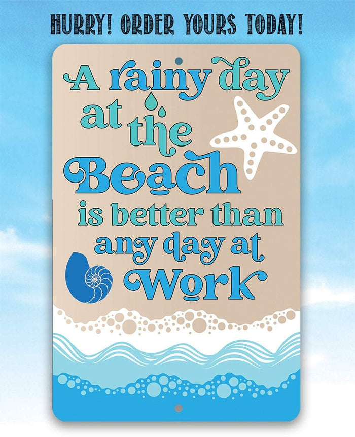 A Rainy Day At The Beach - Metal Sign | Lone Star Art.